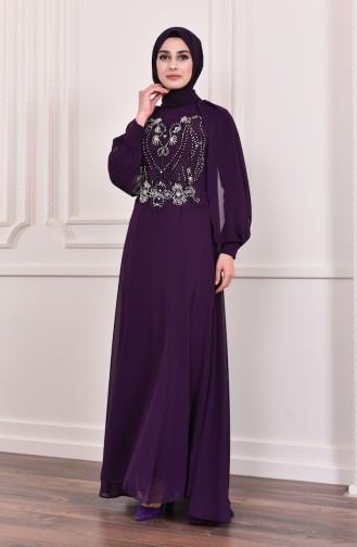 Beading Embroidered Evening Dress  3004-05 Purple 3004-05