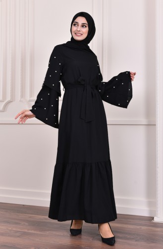 Sleeve Detailed Abaya Dress 4274-01 Black 4274-01
