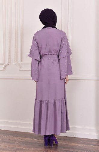 Sleeve Detailed Abaya Dress 4274-02 Lilac 4274-02