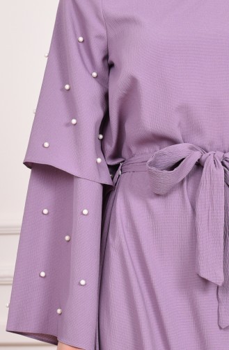 Sleeve Detailed Abaya Dress 4274-02 Lilac 4274-02
