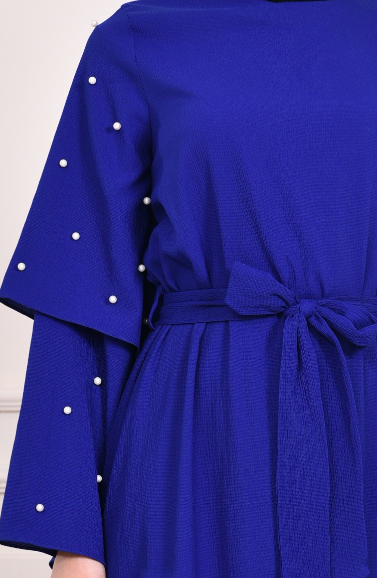 Kol Detaylı Abaya Elbise 4274-05 Saks | Sefamerve