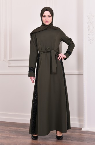 Khaki Hijab Kleider 81702-04