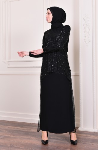 Schwarz Hijab-Abendkleider 1272-01