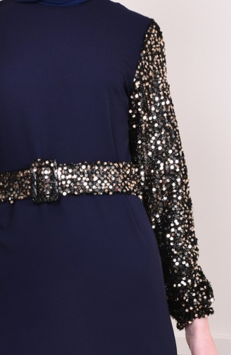 Sequined Dress 4124-02 Navy Blue 4124-02