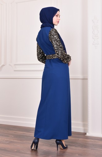 Sequined Dress 4124-03 İndigo 4124-03