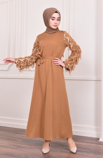 Senf Hijab Kleider 4075-05