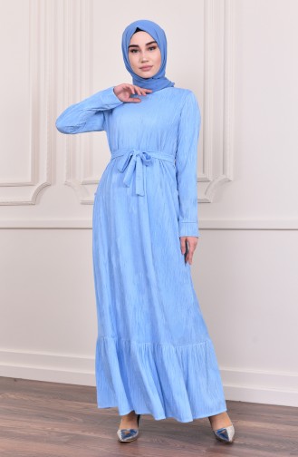 Blau Hijab Kleider 5004-03