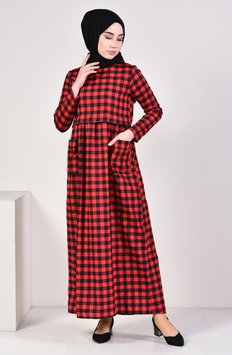 Checkered Summer Dress 9033-03 Red 9033-03