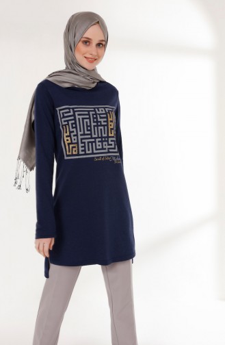 Printed Tunic 5002-10 Light Navy Blue 5002-10