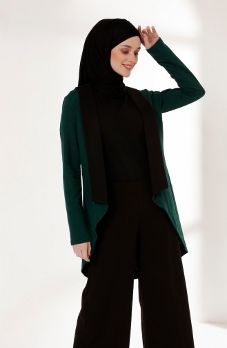 Veste Garnie à Deux Couleurs 3161-08 Vert émeraude Noir 3161-08