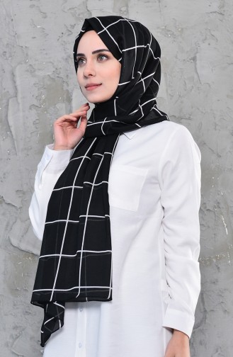 Kare Desenli Pamuk Şal 478-102 Siyah