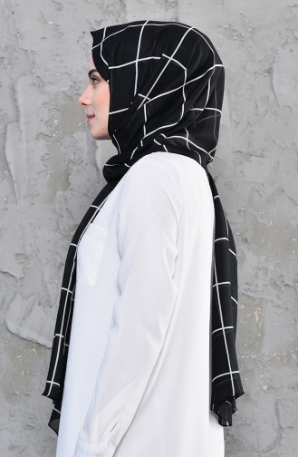 Kare Desenli Pamuk Şal 478-102 Siyah