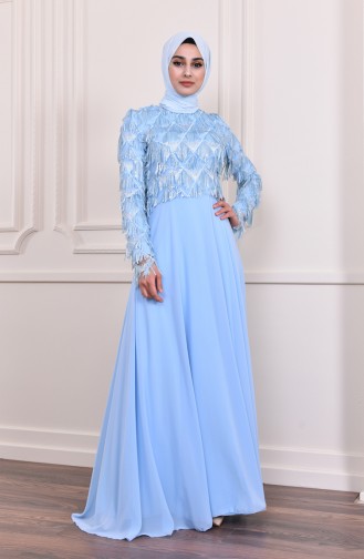 Robe de Soirée a Paillettes 8203-02 Bleu 8203-02