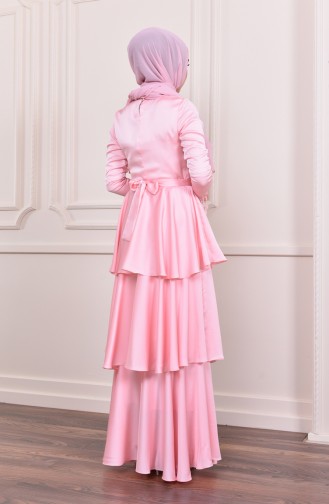 Abendkleid mit Volant 1030-03 Pink 1030-03