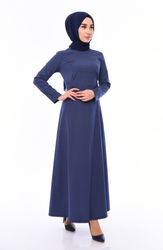 Belted Dress 1180-01 Navy Blue Mustard 1180-01
