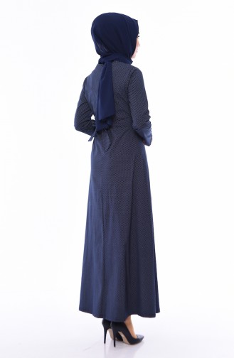 فستان بتصميم حزام للخصر 1180-04 لون كحلي 1180-04
