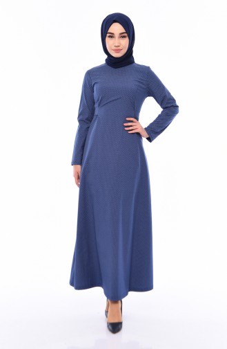 Belted Dress 1180-06 Navy Blue Cream 1180-06