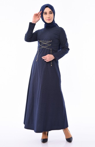 Dunkelblau Hijab Kleider 1181-04