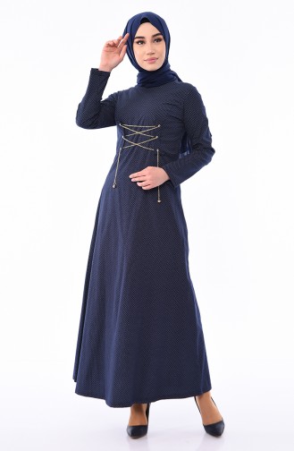 Navy Blue İslamitische Jurk 1181-04