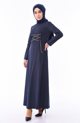 Navy Blue İslamitische Jurk 1181-04