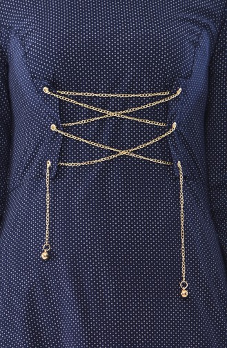 Chain Detail Dress 1181-04 Navy 1181-04