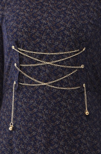 Chain Detail Dress 1183-03 Navy 1183-03