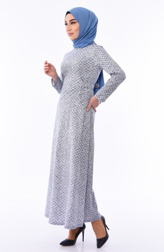 Belted Dress 1184-03 Navy Blue 1184-03