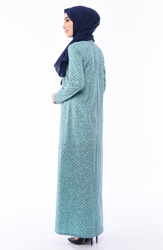 فستان مُطبع بتصميم طية أمامية 1186-01 لون كحلي 1186-01