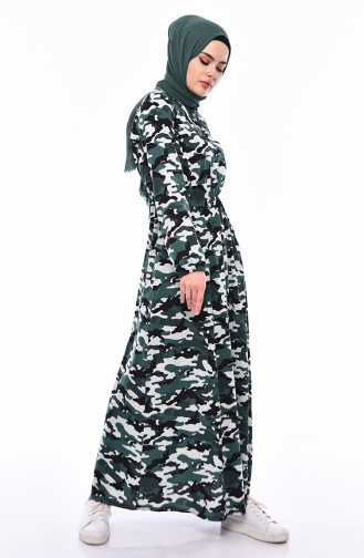 Grün Hijab Kleider 0417H-01