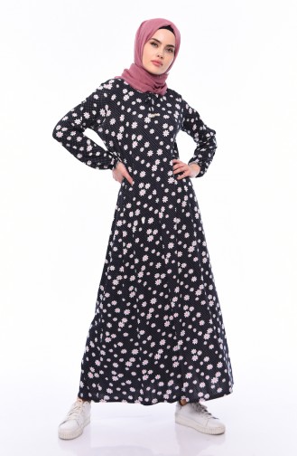 فستان بتصميم مُطبع 2560 D-01 لون أسود 2560D-01