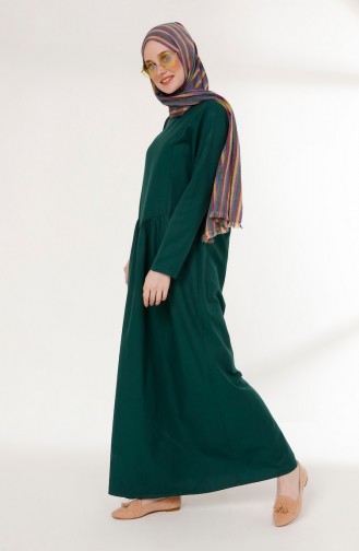 Pocket Pleated Dress 3092-01 Emerald Green 3092-01