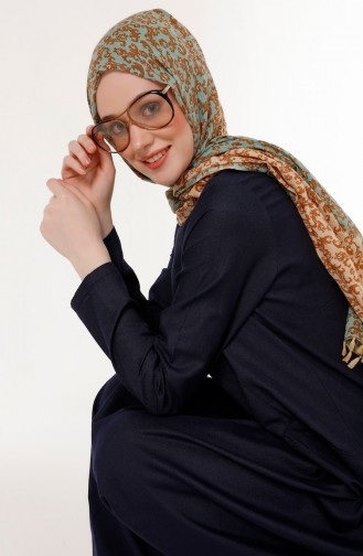 Navy Blue Hijab Dress 3092-02