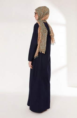 Navy Blue Hijab Dress 3092-02