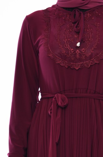 Lace Pleated Dress 9024-01 Dark Plum 9024-01