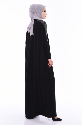 Schwarz Hijab Kleider 9027-01