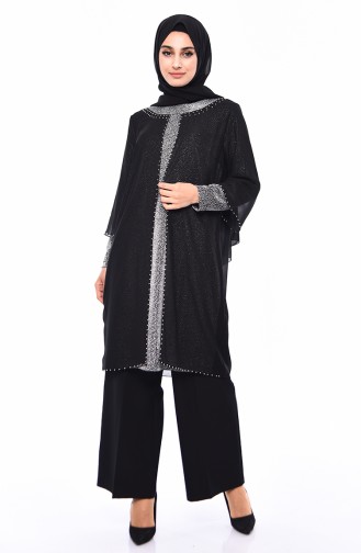 Large Size Suit Looking Tunic 2219-01 Black 2219-01