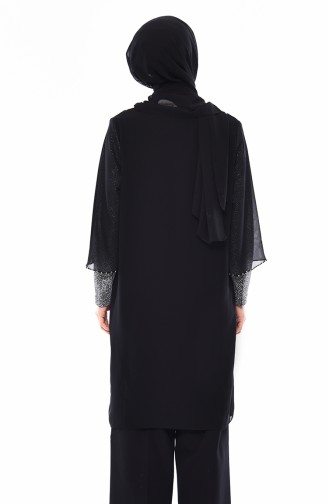 Large Size Suit Looking Tunic 2219-01 Black 2219-01