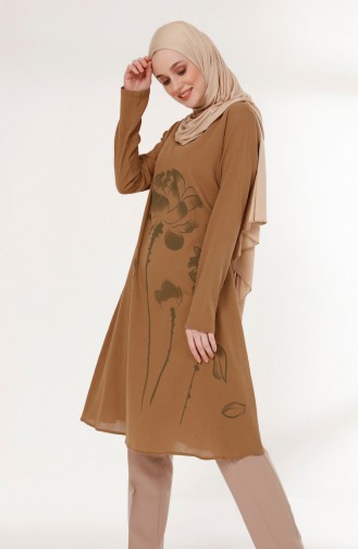 Printed Sile Cloth Tunic 5019-08 Camel 5019-08