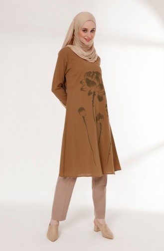 Printed Sile Cloth Tunic 5019-08 Camel 5019-08