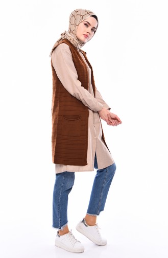 Triko Cepli Yelek 4125-15 Taba 4125-15