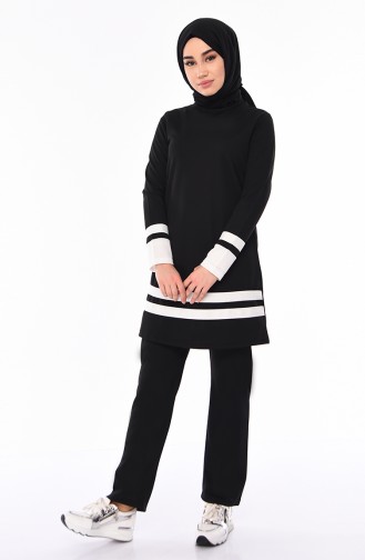 Striped Tracksuit 9026-01 Black 9026-01