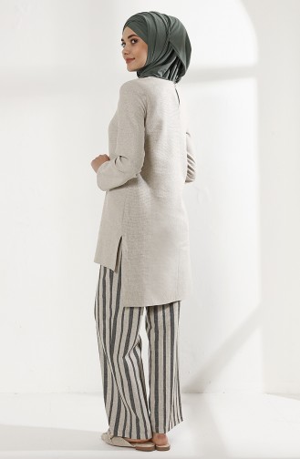 Oyya Linen Tunic Pants Double Suit9008-02 Khaki 9008-02