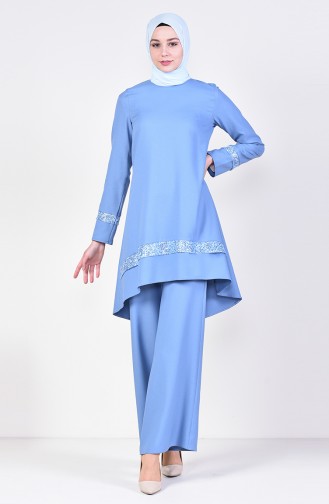 Sequined Tunic Trousers Double Suit 0231-06 Blue 0231-06