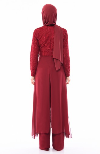 Beli Taşlı Abiye Takım 4120-04 Bordo