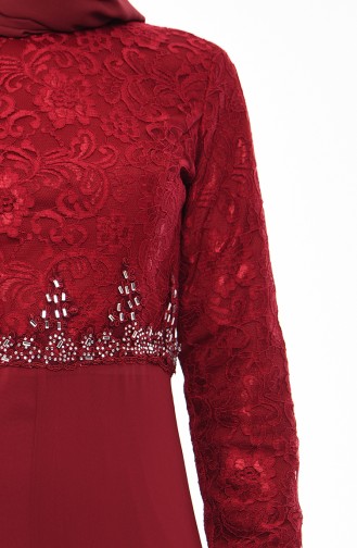 Beli Taşlı Abiye Takım 4120-04 Bordo