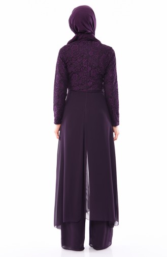 Purple Hijab Evening Dress 4120-05