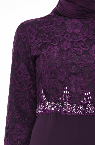 Purple Hijab Evening Dress 4120-05