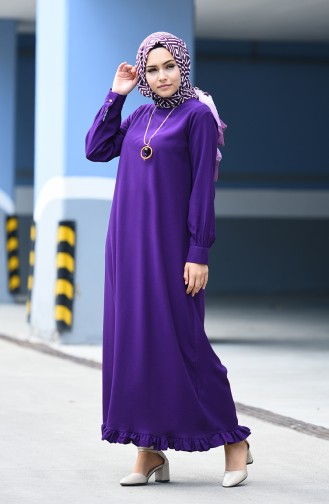 Viscose Ruffled Dress 1202-02 Purple 1202-02