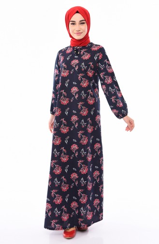 Printed Dress 2560G-01 Navy Red 2560G-01