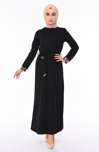 Schwarz Hijab Kleider 4030-01